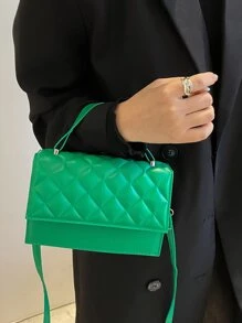 衍縫壓花翻蓋方包