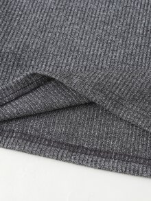 女孩羅紋針織T恤和褲子 - 灰色 - 查看 4