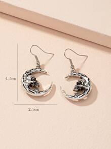 Skull Decor Drop Earrings - Antique Silver - View 3