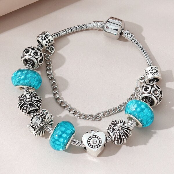 

Rhinestone Detail Beaded Bracelet, Blue