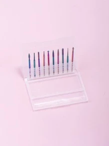 10pcs Electroplating Colorful Nail Drill Bit Set For Manicure Bits Drill Accessories - Multicolor - View 1