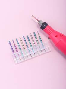 10pcs Electroplating Colorful Nail Drill Bit Set For Manicure Bits Drill Accessories - Multicolor - View 2