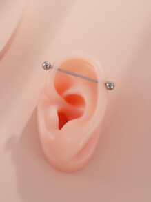 Stainless Steel Piercing Earrings - Silver - View 1