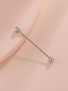 Stainless Steel Piercing Earrings - Silver - View 2
