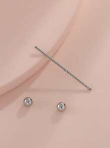 Stainless Steel Piercing Earrings - Silver - View 4