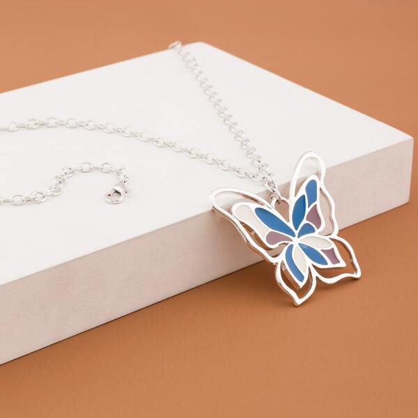 

Butterfly Pendant Necklace, Multicolor