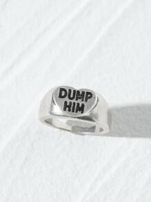 Letter Graphic Ring - Antique Silver - View 1