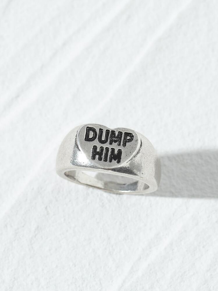 Letter Graphic Ring - Antique Silver - View 1