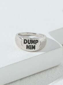 Letter Graphic Ring - Antique Silver - View 2
