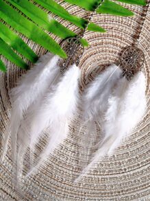 Artificial Feather Pendant Rear View Mirror Decor