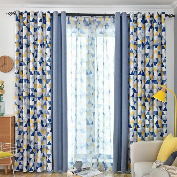 

Geometric Pattern Print Single Panel Curtain, Multicolor