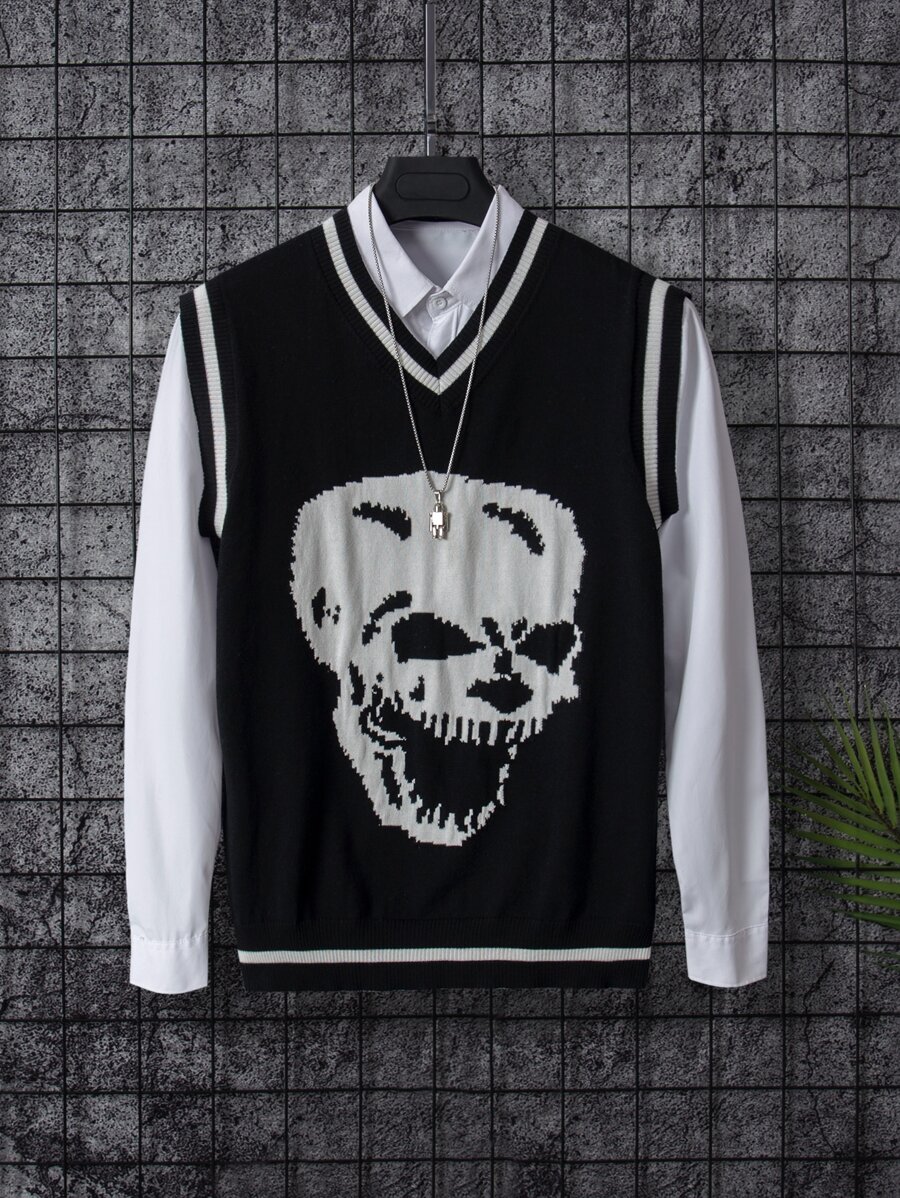 Manfinity EMRG Men Knitwear Lễ Các Thánh Sọc Đường phố - màu đen - Xem 1