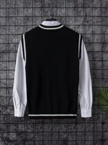 Manfinity EMRG Men Knitwear Lễ Các Thánh Sọc Đường phố - màu đen - Xem 2