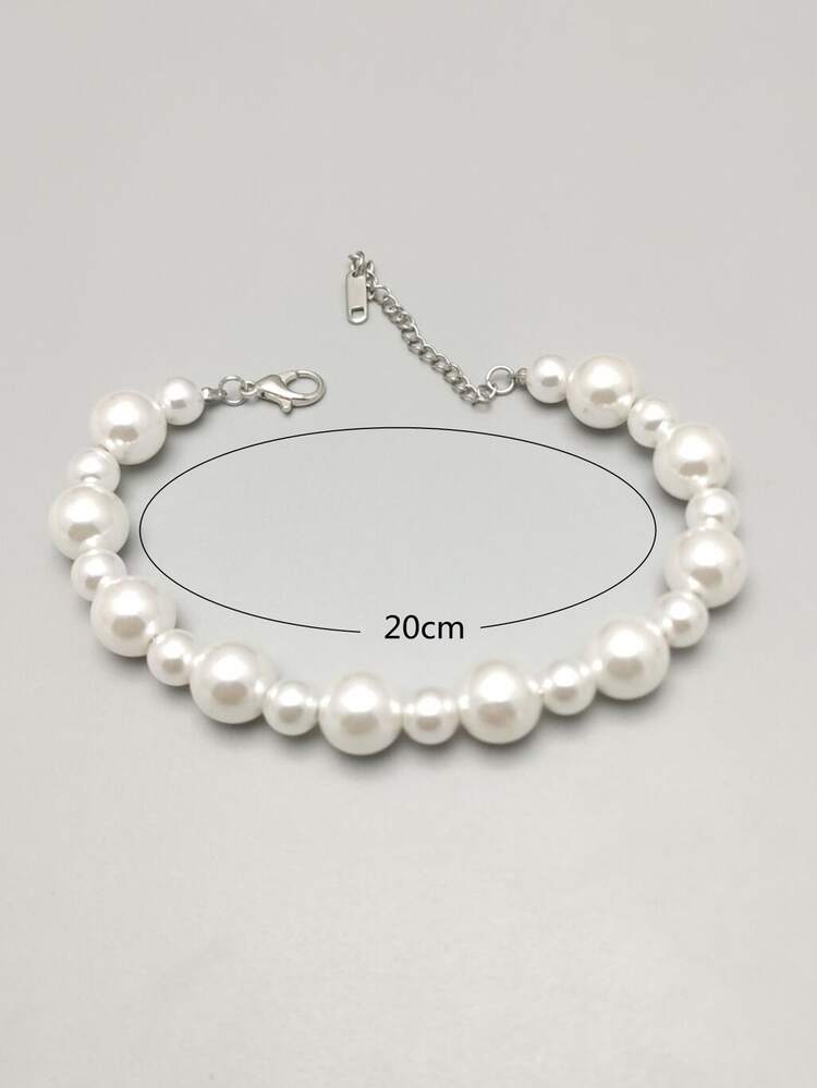 EMERY ROSE Faux Pearl Beaded Bracelet - White - View 3