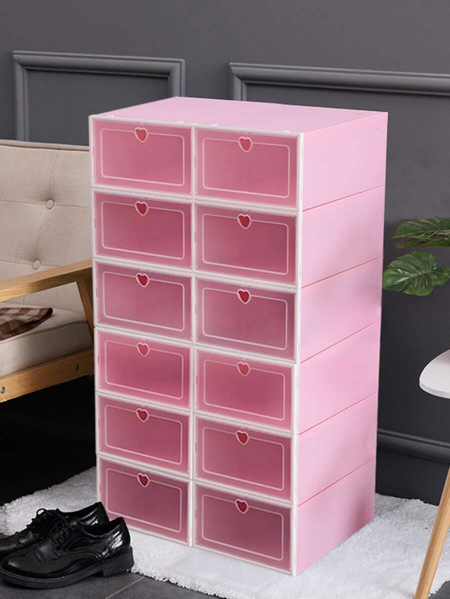 1 pieza Caja de almacenamiento de zapatos simple - Rosa - Ver 1