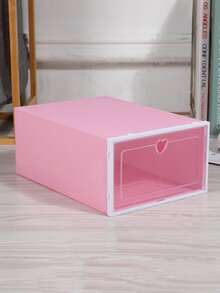 1 pieza Caja de almacenamiento de zapatos simple - Rosa - Ver 2