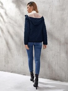 Aveloria Women Winter Clothes Solid Color Thermal Lined Zip Front Hooded Short Casual Padded Padded Coat 