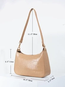 Crocodile Embossed Bag - Khaki - View 6