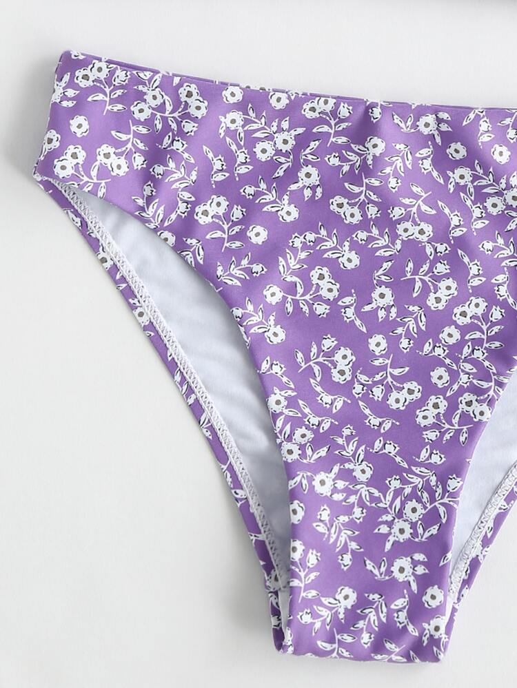 Conjunto de bikini con estampado de plantas para niña preadolescente, para playa de verano - Multicolor - Añade 4