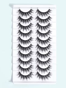 Magefy 10對/組天然全膠皮假睫毛,附心形禮盒,厚卷翹毛蓬鬆眼睫毛適用於派對漫畫眼睫毛旅行必備品 - 黑色 - 查看 2