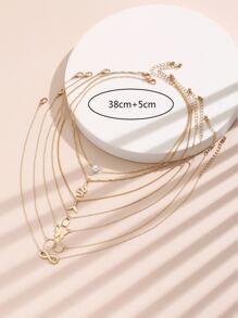 7pcs Butterfly & Snake Charm Necklace, Stainless Steel Jewelry - Yellow Gold - View 4