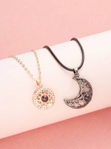 2 chiếc vòng cổ quyến rũ Mặt Trăng & Mặt Trời - Nhiều màu - Xem 2