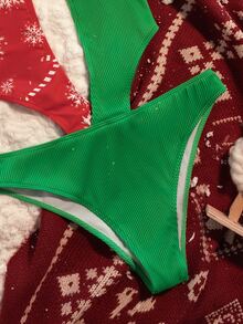 聖誕雪花圖案鏤空羅紋連體泳衣 - 彩色 - 查看 4