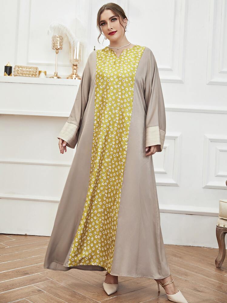 Modelyn Vestido túnico con estampado de dibujo panel de cuello notch - Multicolor - Añade 1