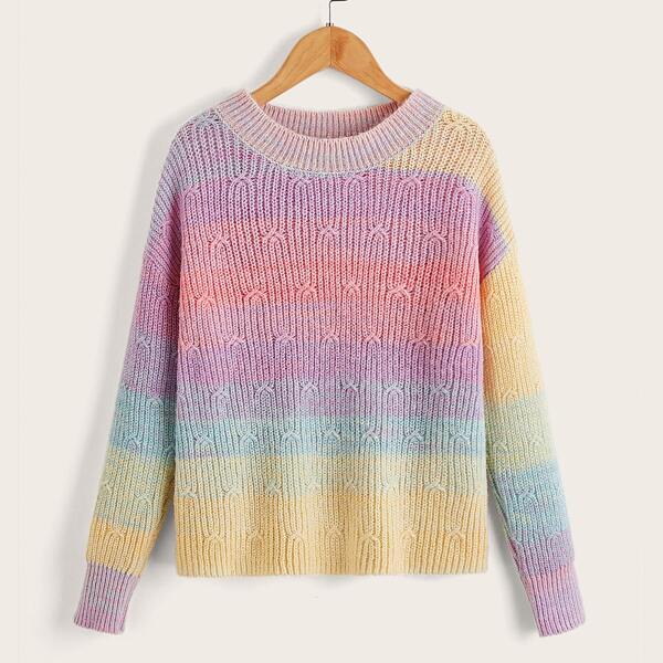 

для девочек Свитер омбре, Многоцветный