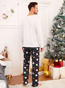 Hombres Conjunto de pijama con estampado de Navidad - Multicolor - Ver 2