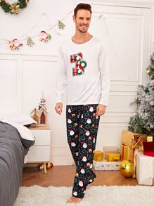 Hombres Conjunto de pijama con estampado de Navidad - Multicolor - Ver 4