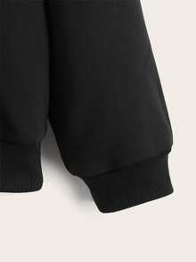 SHEIN Áo nỉ in chữ dành cho bé trai tuổi teen - màu đen - Xem 3