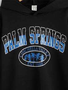 SHEIN Áo nỉ in chữ dành cho bé trai tuổi teen - màu đen - Xem 4