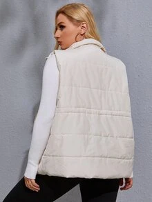 Plus Size Buckle Belted Padded Padded Coat Clothes Winter - Beige - View 2