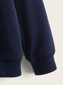 SHEIN Boys Horse Embroidery Colourblock Pullover - Blue - View 3