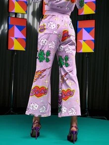 FREAK CITY 花卉和字母圖案腰部抽繩衛褲