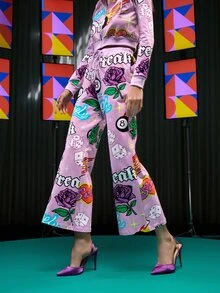 FREAK CITY 花卉和字母圖案腰部抽繩衛褲