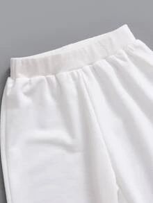 SHEIN Toddler Boys Geo Print Pullover & Joggers - White - View 4