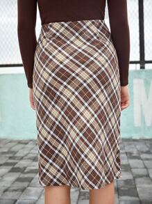 SHEIN Teen Girls Plaid Print Skirt