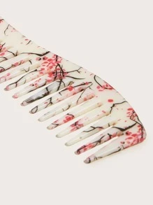 Men's Retro Style Oil Head Wide Tooth Comb 1pc Multi-Color Texture Comb Double-Sided Comb Portable Large Back Oil Head Comb, Hair Brush/Hair Comb - White - View 4