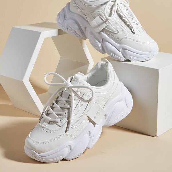 

Letter Tab Decor Chunky Sneakers, White