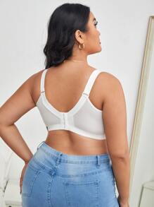 Plus Contrast Lace Bow Decor Bra - White - View 2