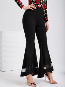 Modelyn Pantalones acampanados de malla - Negro - Ver 3