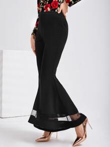 Modelyn Pantalones acampanados de malla - Negro - Ver 4