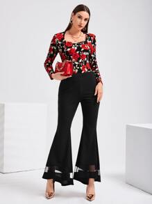 Modelyn Pantalones acampanados de malla - Negro - Ver 5