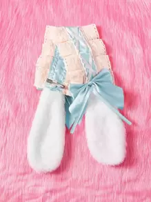 ROMWE Kawaii 毛絨耳朵裝飾髮帶 - 淺藍色 - 查看 1