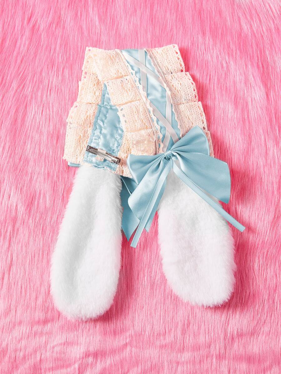 ROMWE Kawaii 毛絨耳朵裝飾髮帶 - 淺藍色 - 查看 1