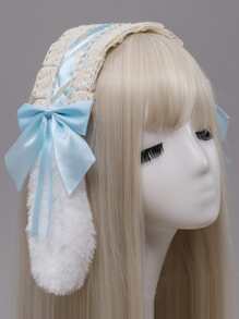 ROMWE Kawaii 毛絨耳朵裝飾髮帶 - 淺藍色 - 查看 2
