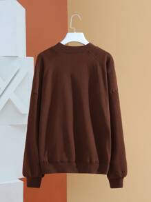 CrescentMoonArchives Drop Shoulder Graphic Print Pullover - Chocolate Brown - View 2