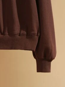 CrescentMoonArchives Drop Shoulder Graphic Print Pullover - Chocolate Brown - View 4